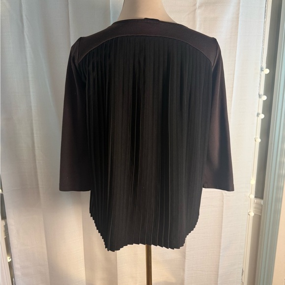 Lands' End Boxy Brown and Black 3/4 Sleeve Blouse XS - Picture 2 of 9